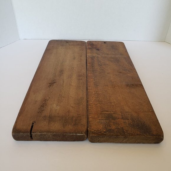 Pair Vintage Hand Carved Wooden Cookie Biscuit Baking Molds Boy and Girl - Picture 4 of 7